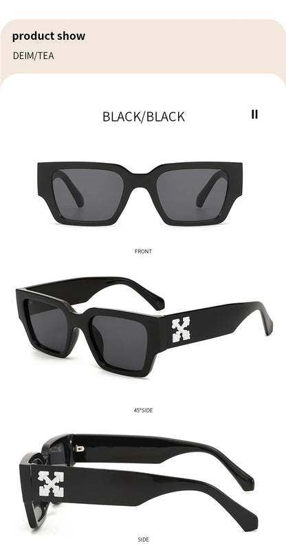 1 pair of square small frame printed fashion women's sunglasses sunglasses outdoor model posing glasses