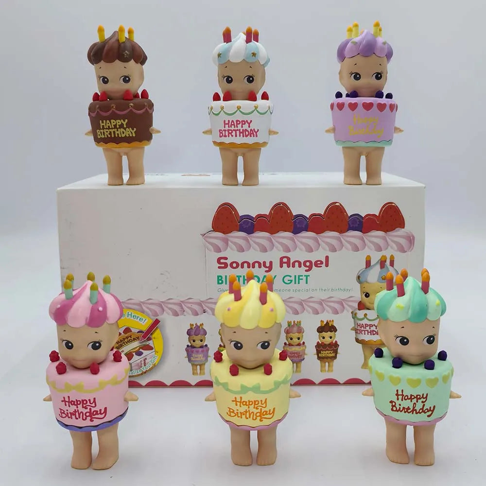 Sonny Angel Birthday Cake Series Mysterious Box Kawaii Surprise Box Anime Figures Ornaments Cartoon Model Doll Toy Gifts