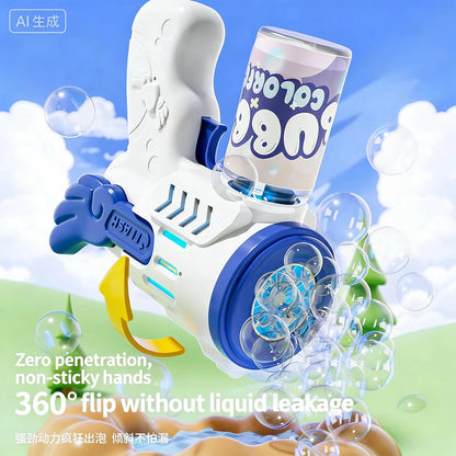 Fully Automatic Bubble Gun Rocket Bubbles Machine Automatic Blower with Bubble Liquid Toy for Kids Beach Outdoor Bubble Gifts