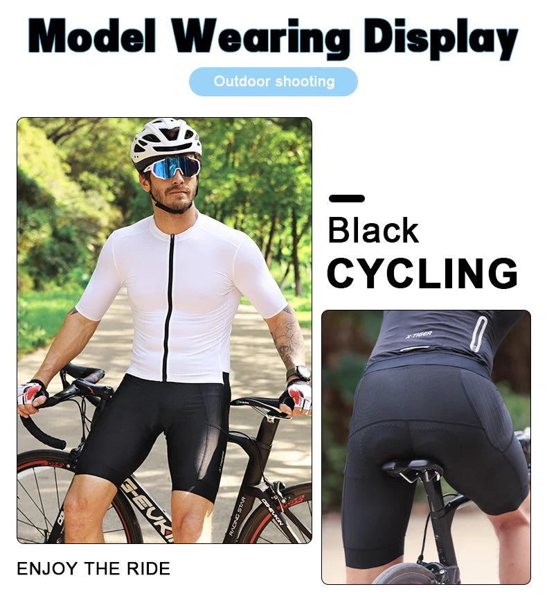 X-TIGER  Cycling Shorts Men Double Arrow Cushion Pad MTB Road Anti Slip Bike Shorts 7 Hours Ride Breathable Lycra Shorts