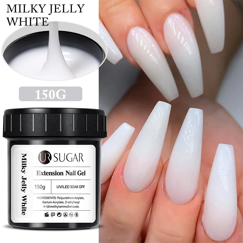 UR SUGAR 150g Transparent Nail Extension Gel Jelly White Light Pink Acrylic French Nail Art UV LED Gel Semi Permanent Manicure