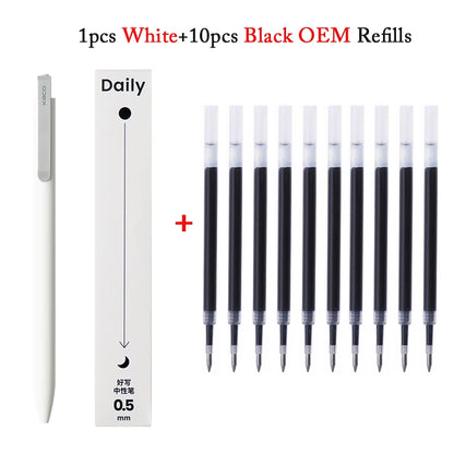 KACO Gel Pens Press Signature Pen Stationery Metal Pen Clip 0.5mm Black Ink Quicking Drying Large Capacity 800M Smooth Writing