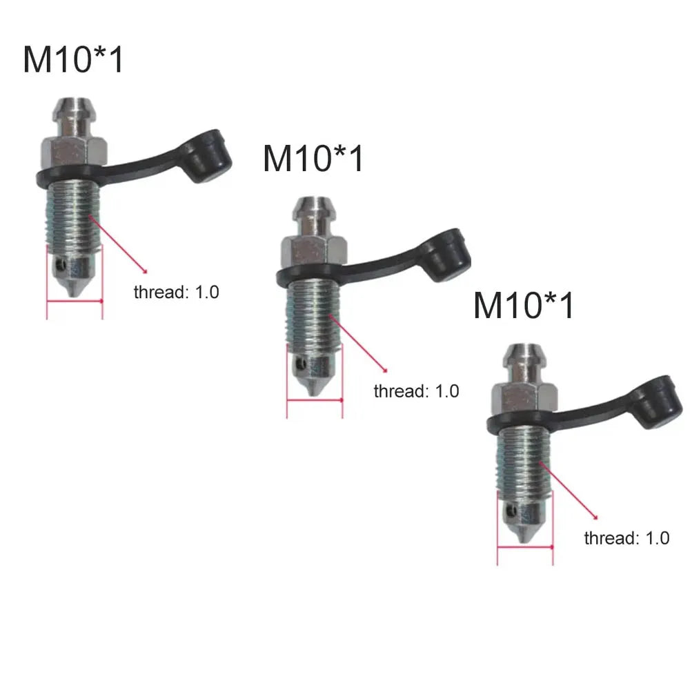 Motorcycle Brake Pump Calipers Exhaust Bleed Screw M8 M10 1.25 1.0 Picth with Rubber Dust Cap for Moped Scooter