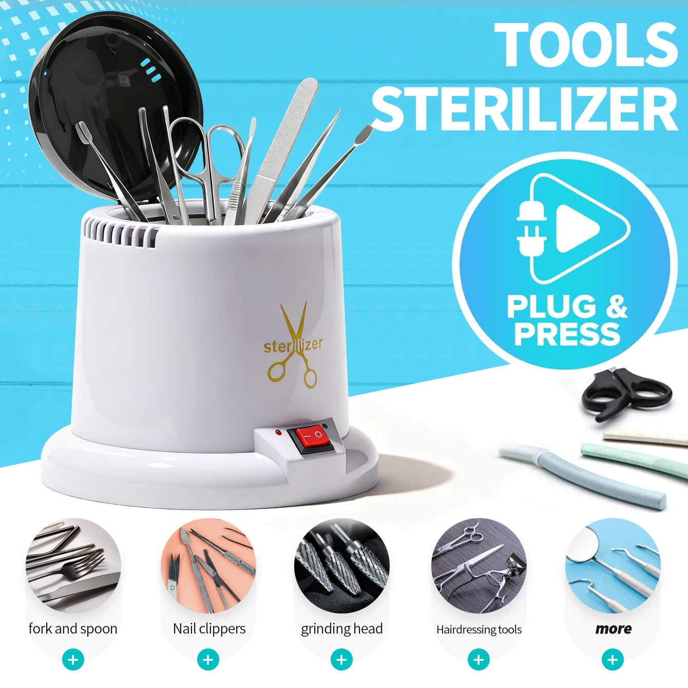 Nail Tool Sterilizer for Esthetician Sterilization Machine Metal Nail art Tools Haves Autoclave Sterilizers High Temperature
