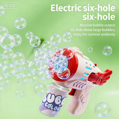 Fully Automatic Bubble Gun Rocket Bubbles Machine Automatic Blower with Bubble Liquid Toy for Kids Beach Outdoor Bubble Gifts