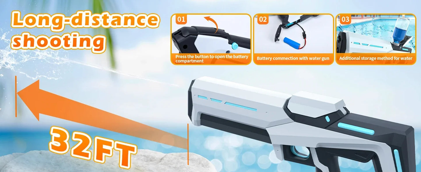 Electric Water Gun Toy for Adults Powerful Automatic Suction Water Blaster Summer Gift Beach Pool Garden Game Outdoor Fun Toy