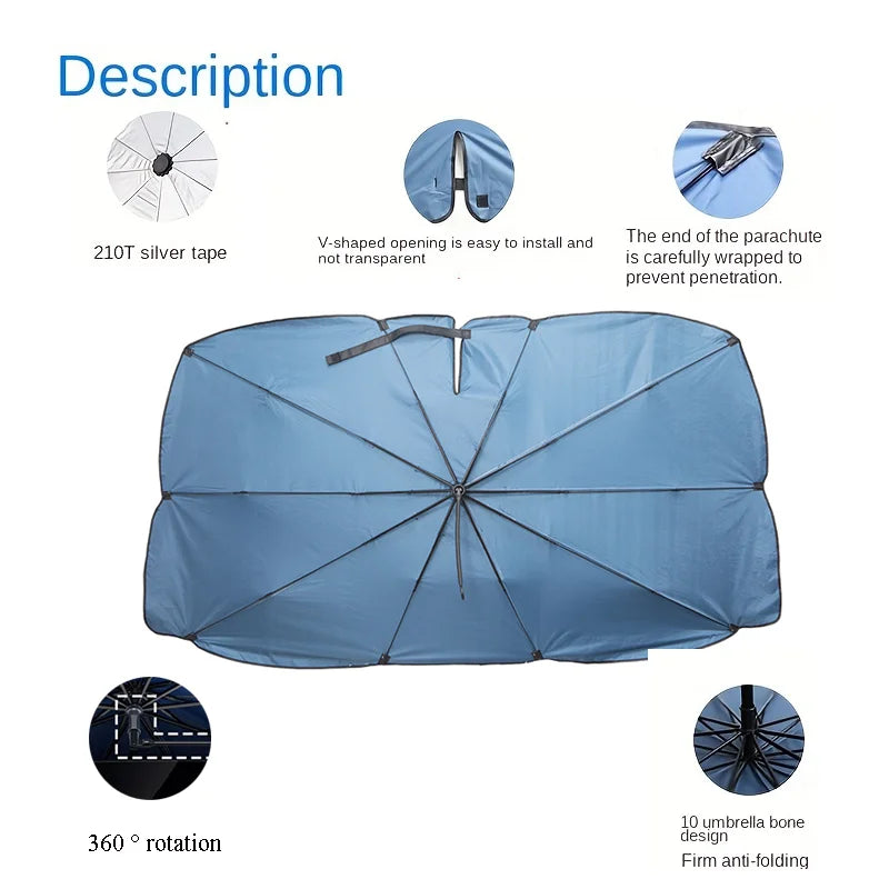 Portable Car Sun Shade Umbrella for Windshield High Shading UV Protection Foldable Front Window Cover Visor Umbrella Accessories