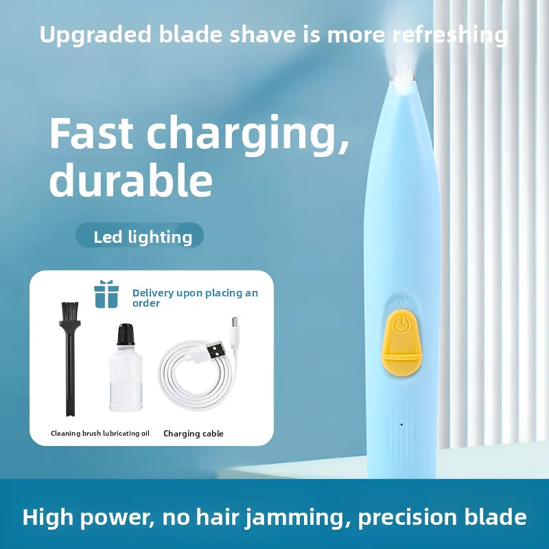 Pet electric clipper, pet foot hair trimmer, 360 ° pet hair trimmer, pet beauty and hairdressing trimmer, USB charging 500mah