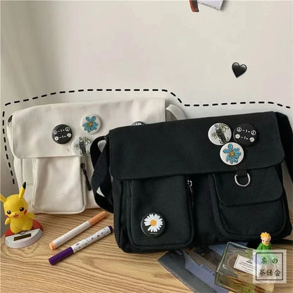 Xierya Women Canvas Messenger Bag Youth Ladies Fashion Shoulder Bag Student Large Capacity Female Crossbody Bags Woman Packet