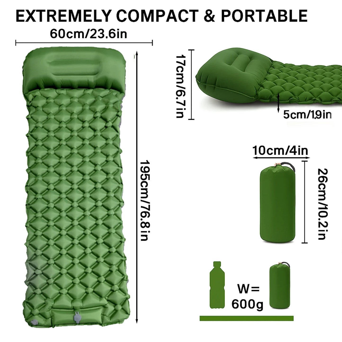 Inflatable Mattress Sleeping Pad Ultralight Camping Mat Air Mattress Camp Mat for Hiking Tent Travel Backpacker