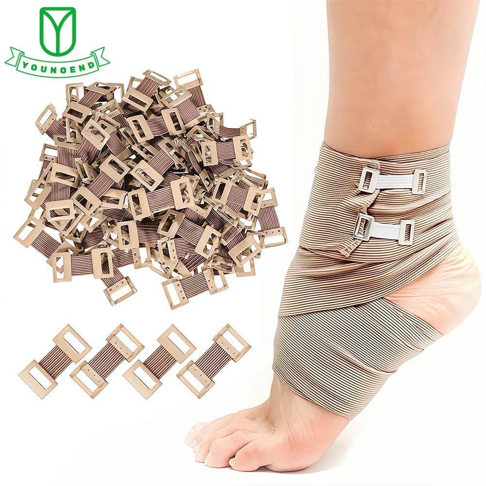10/20/30Pcs Replacement Elastic Bandage Wrap Stretch Metal Clips Fixation Clamps Hooks First Aid Kit for Sport White/Coffee