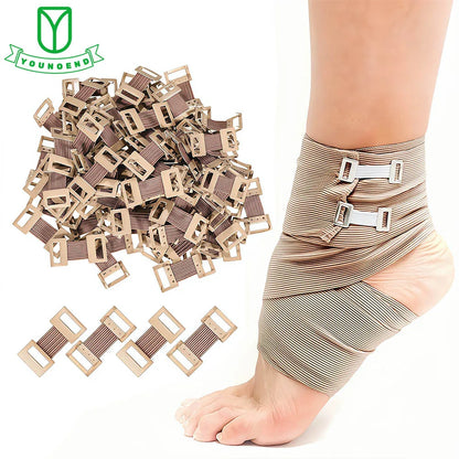10/20/30Pcs Replacement Elastic Bandage Wrap Stretch Metal Clips Fixation Clamps Hooks First Aid Kit for Sport White/Coffee