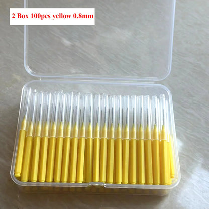 100/200 Pcs Box Interdental brush 0.6-1.5Mm Cleaning Between Teeth Oral Care Orthodontic I Shape Tooth Floss I-type push pull