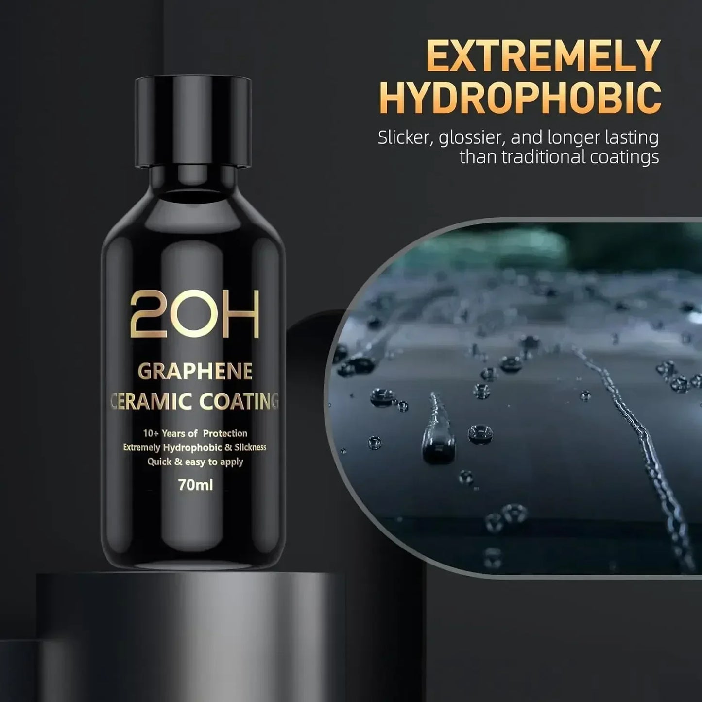 Graphene Ceramic Coating 20H/12H with Self Healing and UV Track Technology Car Detailing Professionals 10+ Years of Protection