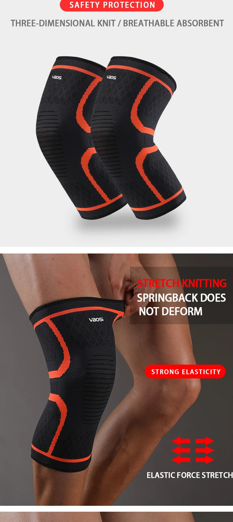 1 Pc Elastic Breathable Compression Knee Support Sleeve for Basketball Running Cycling