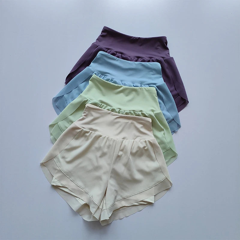 Summer Women's Sports Shorts Mesh 2 In 1 Quick-dry Yoga Shorts Breathable Fitness Shorts High Waist Fitness Running Shorts