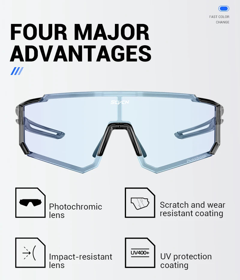 SCVCN Photochromic Sunglasses Outdoor Sports Bike Cycling Glasses Man MTB Climbing Glasses Women Driving Bicycle Eyewear New