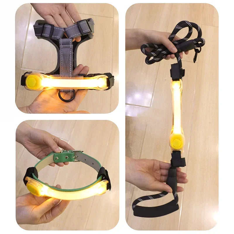 Dog Anti Lost Safety Glowing Collar Multi-Color Pendant Outdoor Waterproof Warning Led Flashing Light Strip Pet Traction Supplie