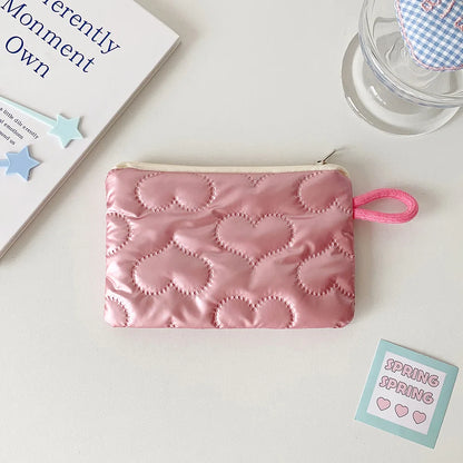 Instagram Bow Silver Shiny Makeup Bag Small Portable Carrying Bag Earphones Data Cable Storage Bag Wallet