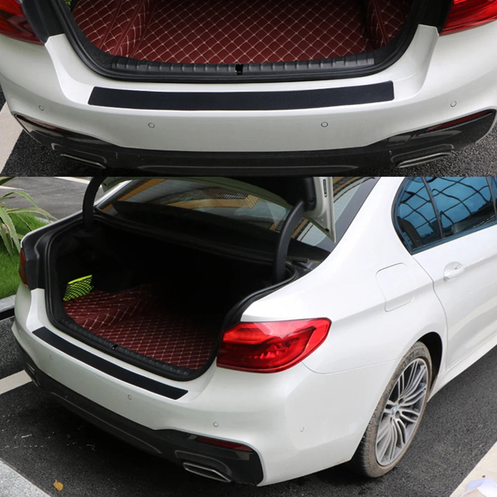 Universal Rear Trunk Guard Plate Sticker Car Rear Bumper Trim Anti-Kicked Scratch Protection Sticker Strip 3D Carbon Fiber Film