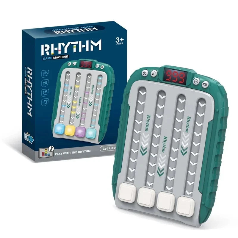 Montessori Electronic Music Rhythm Puzzle Game Machine - Travel Light-Up Sensory Fast-Push Table Game for Educational Fun
