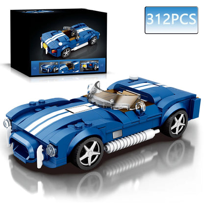 312PCS Blue Sport Car Building Block Set Creative City Vehicle Diy Car Model Bricks Desktop Display Puzzle Toys Holiday Gifts
