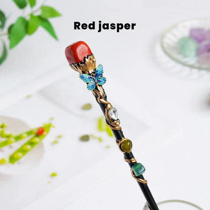 1PC Amethyst Rolling Stone Magic Scepter Natural Stones Fairy Lucky Tumble Stone Gem Scepter Decorative Fairy Magic Stick