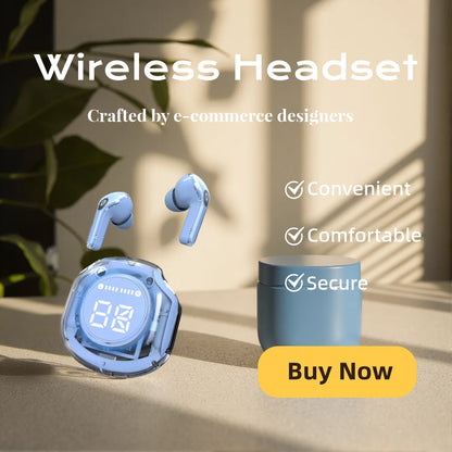 Transparent Shell Bluetooth Earphones Wireless In-Ear Headphones with Microphone for Sports And Running Headphones Game