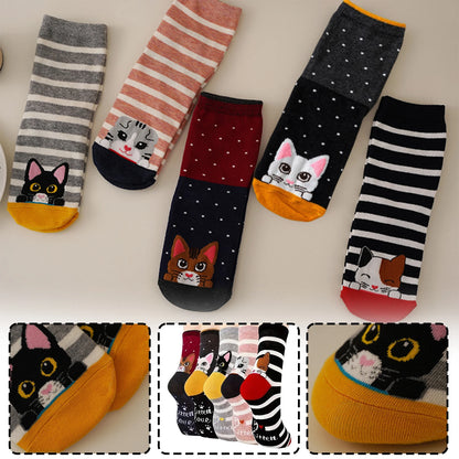 5/10 Pairs Women Socks Animal Pattern Cotton Socks Colorful Funny Sweat Wicking Socks Soft Comfortable Casual Girl Socks