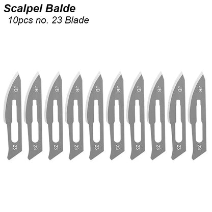 11 23 Scalpel Blade Set Metal Handle Stationery Steel Precision Craft Knife Cutter Wood Carve Stencil Box Open DIY Surgical Tool