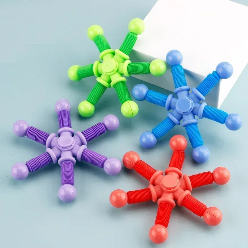 1pcs Fidget Spinner Toys Pop Tube Sensory Toys Suction Cup Games Plastic Transformable Stress Relief Adult Gifts