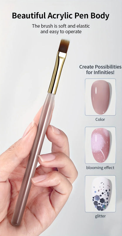 2pcs Wide Soft Bristle Nail Brush Gradient Design Acrylic Handle Gel Polish Applicator Nail Tools