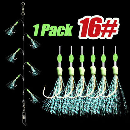 TAKBAS 1/5 Packs Sabiki Rigs, Fishing Bait Rigs, Luminous Sea Fishing Rig with High Carbon Fishing Hooks,for Fresh/Saltwater