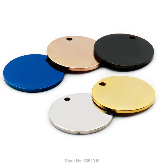 Wholesale 100Pcs Stainless Steel Round  Dog Tag Pet ID Name Engravable Personalized Name Pendant Dog ID Tag Necklace Jewelry