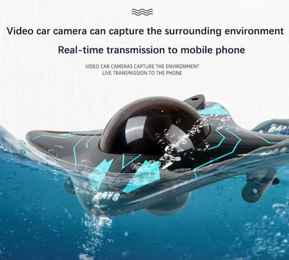 6CH RC Boat with Submersible Underwater Camera Remote Control Wifi FPV Remote Control Boats Radio Control Toy for Boys Kid Gifts