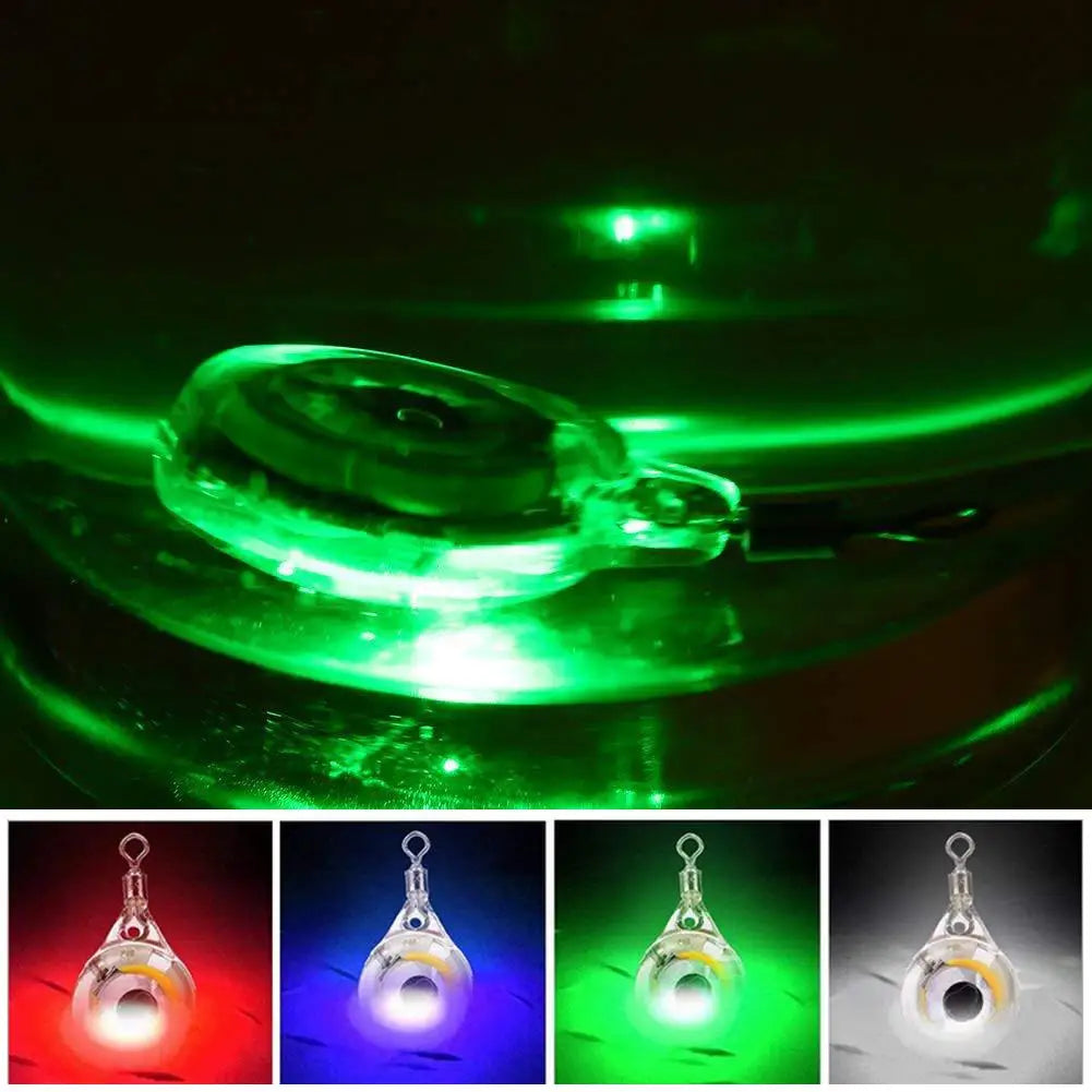 10Pcs Fishing Lure Light Mini Eye Shape Underwater Night Light Lure Battery Powered Lighted Flasher Bait for Seawater Freshwater