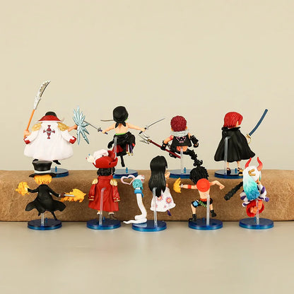 9pcs/set One Piece Zoro Ace Sabo Shanks Edward Hancock Yamato Katakuri Roger Anime Figure Toys Collection Model Ornaments