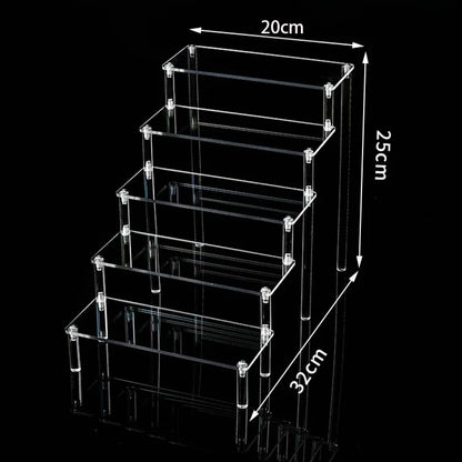 1-5 Tier Acrylic Display Stand Perfume Doll Clay Figurine Blind Box Storage Rack Transparent Ladder Makeup Organization W-2