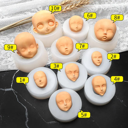 3D Baby Face Silicone Molds Human Facial Mould DIY Doll Modified Polymer Clay Fondant Cake Decor Action figure Handmade Mold