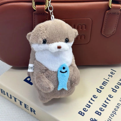 Cute Little Otter Hug Fish Plush Doll Pendant Doll Gift Gift Cute Girl Heart Keychain Pendant Creative Gift