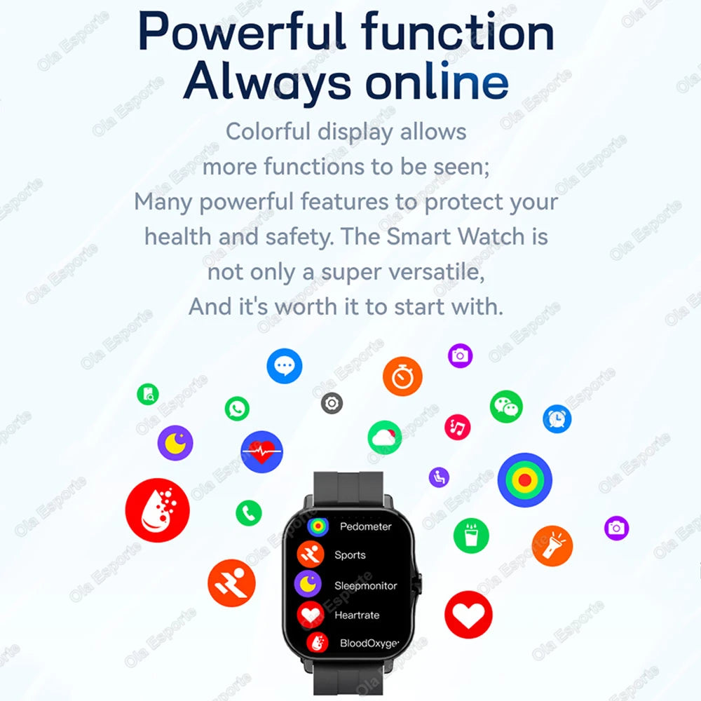 Smart Watch 1.83" Hd Screen Bluetooth Call Heart Rate Blood Oxygen Health Monitor Sports Smartwatch Women Men Holiday Gifts New