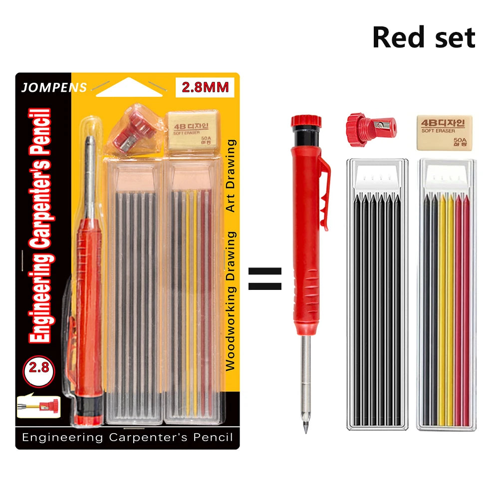 Solid Carpenter Pencil Set Deep Hole Marking Tool Pen Built In Pencil Sharpener Carpenter Lead Core Automatic Pencil Drawing Pen