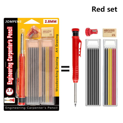 Solid Carpenter Pencil Set Deep Hole Marking Tool Pen Built In Pencil Sharpener Carpenter Lead Core Automatic Pencil Drawing Pen
