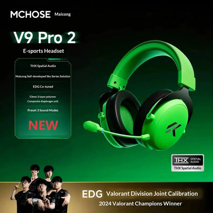 MCHOSE V9 Pro2 Gaming Headset, Over-Ear Quad-Mode Wireless Bluetooth Headphones for PC with Microphone (Delta Style)