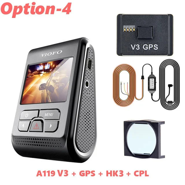 VIOFO A119 V3 2K Car Parking Mode G-Sensor Rota Lens 2560 *1600P DVR Super Night Vision Quad HD Dash Cameras Optional GPS CPL
