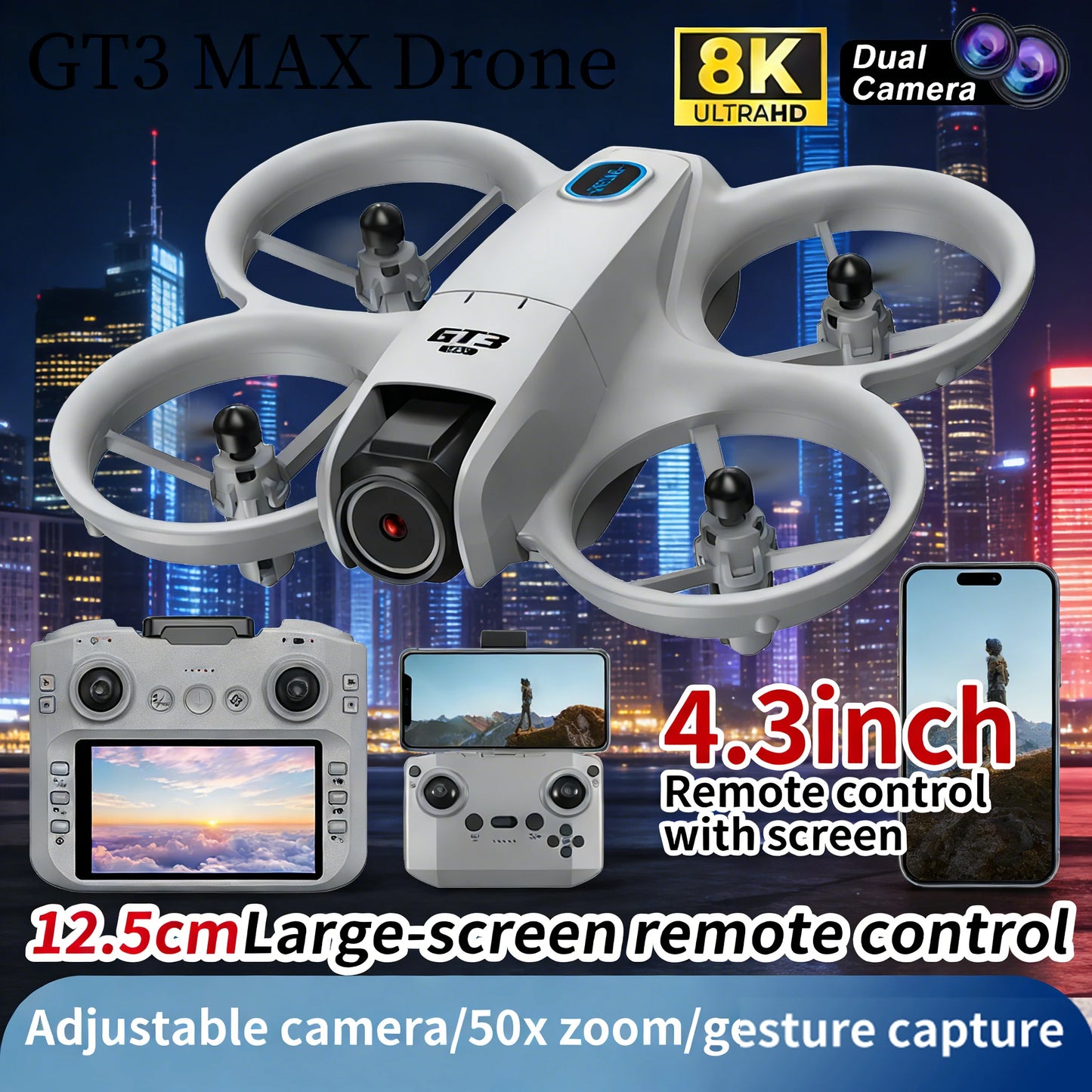 New GT3 Drone 8K HD Remote Control Headless Mode Helicopter 360° Flip FPV 5G WIFI Quadcopter Toys Mini Drone Fors Kid Toy Gifts