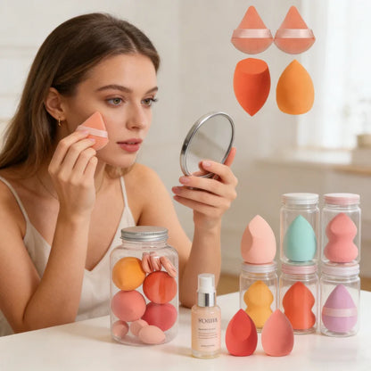12/14Pcs Makeup Sponge Set Cosmetic Blender Beauty Egg Foundation Sponge Powder Puffs Mini Finger Puff Women Make Up Accessories