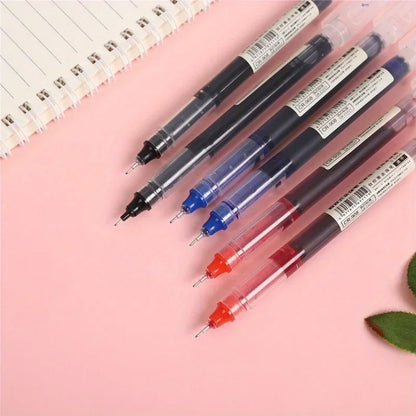 10Pcs High Quality Needle Type Gel Pen Straight Liquid Ballpoint Pens Perfect Kawaii Stationery for School/Office Writing Supply