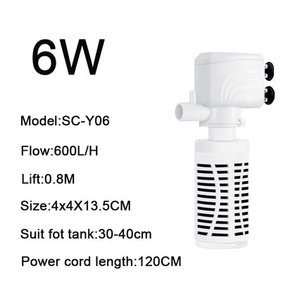 3 in 1 Aquarium Filter Pump Silent Fish Tank Submersible Air Oxygen Aerator Aquarium Air Pump Water Changer Pump Wave Maker 220v