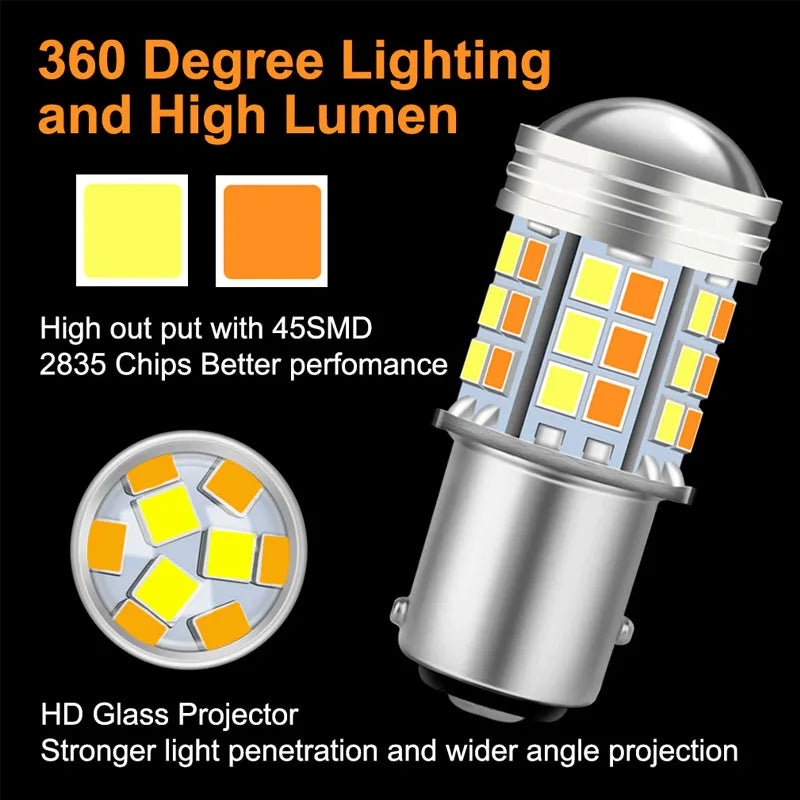 1pc Dual Color Parking Light Led T25 3157 P27/7W 45Smd Car DRL Turn Signal Lamp Auto Lights Bulb 12V CAR Accessories